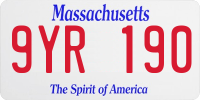 MA license plate 9YR190