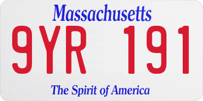 MA license plate 9YR191