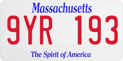 MA license plate 9YR193