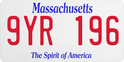 MA license plate 9YR196