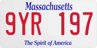 MA license plate 9YR197