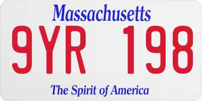 MA license plate 9YR198