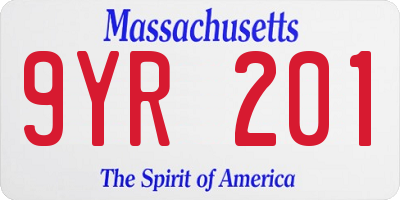 MA license plate 9YR201