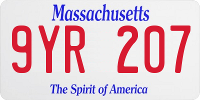 MA license plate 9YR207