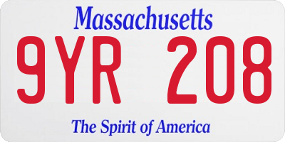 MA license plate 9YR208