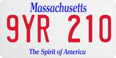 MA license plate 9YR210