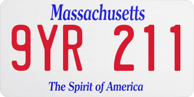 MA license plate 9YR211