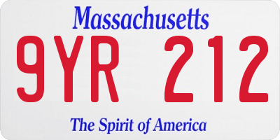 MA license plate 9YR212