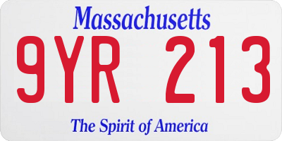 MA license plate 9YR213