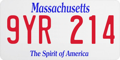 MA license plate 9YR214