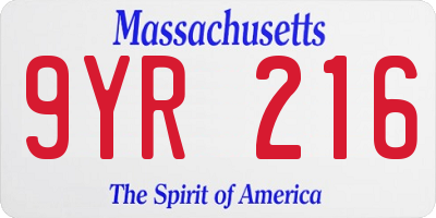 MA license plate 9YR216