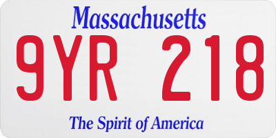 MA license plate 9YR218