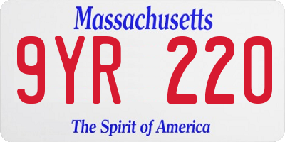 MA license plate 9YR220