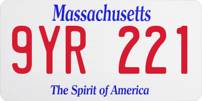 MA license plate 9YR221