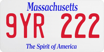 MA license plate 9YR222