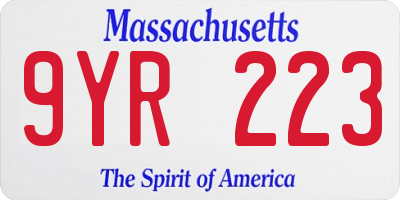 MA license plate 9YR223