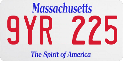 MA license plate 9YR225