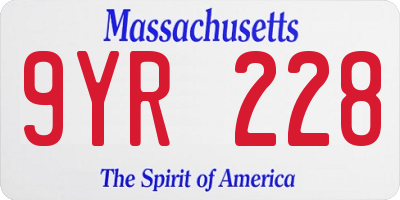 MA license plate 9YR228