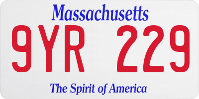 MA license plate 9YR229