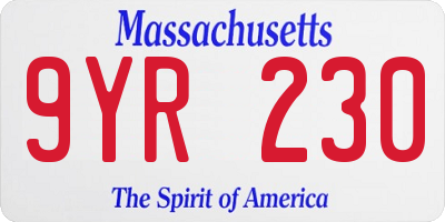 MA license plate 9YR230