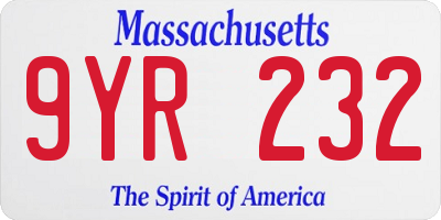 MA license plate 9YR232