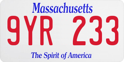 MA license plate 9YR233