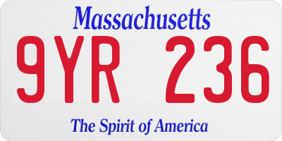 MA license plate 9YR236