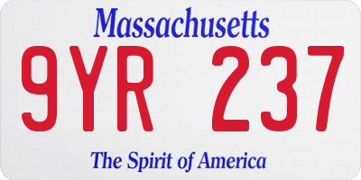 MA license plate 9YR237