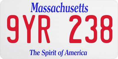 MA license plate 9YR238