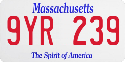 MA license plate 9YR239