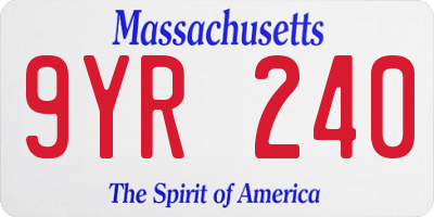 MA license plate 9YR240