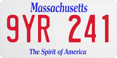 MA license plate 9YR241