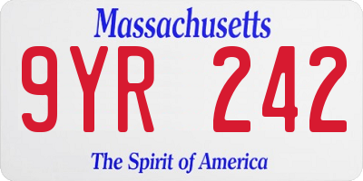 MA license plate 9YR242