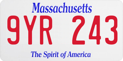 MA license plate 9YR243