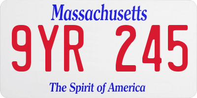 MA license plate 9YR245