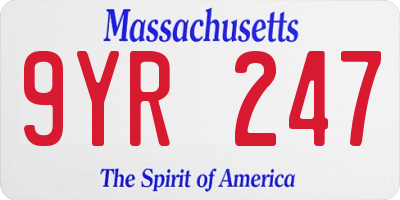 MA license plate 9YR247