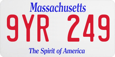 MA license plate 9YR249