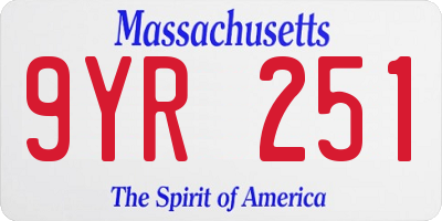 MA license plate 9YR251
