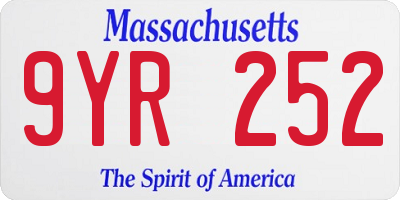 MA license plate 9YR252