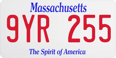 MA license plate 9YR255