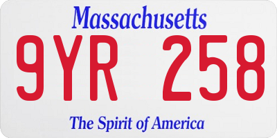 MA license plate 9YR258