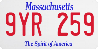 MA license plate 9YR259