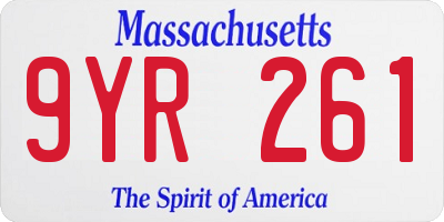MA license plate 9YR261