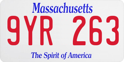 MA license plate 9YR263
