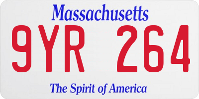 MA license plate 9YR264