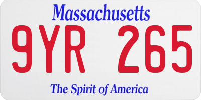 MA license plate 9YR265