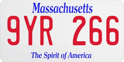 MA license plate 9YR266