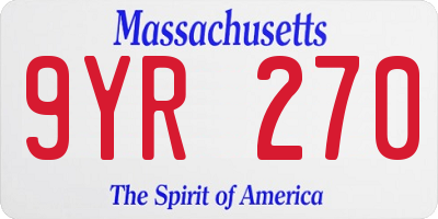 MA license plate 9YR270