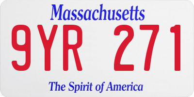 MA license plate 9YR271
