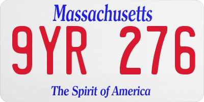 MA license plate 9YR276